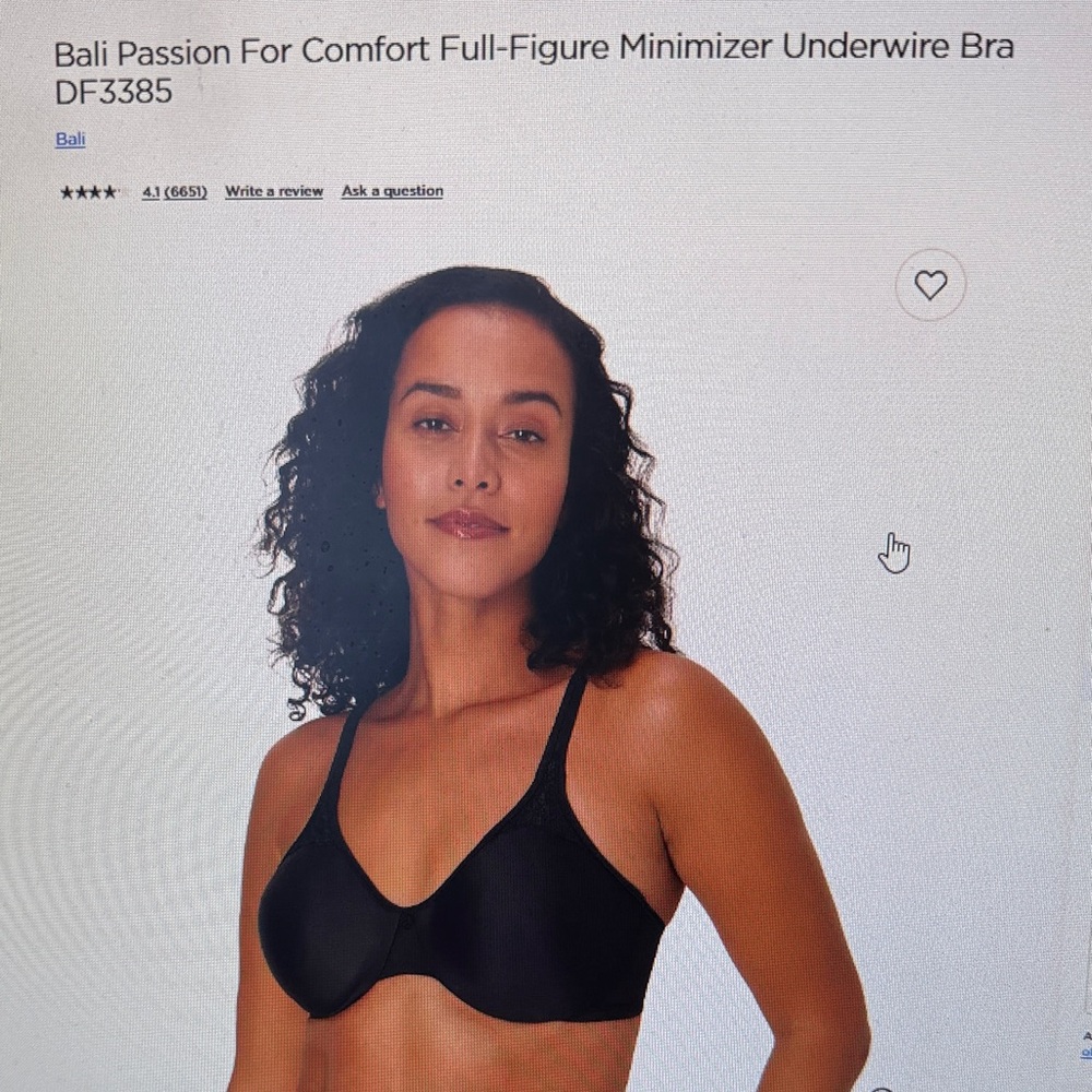 Bali Comfort Minimizer Underwire Bra - Black 42D